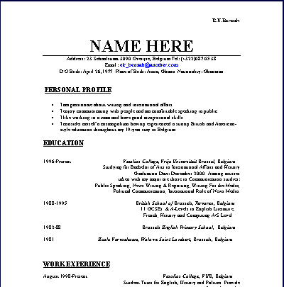 resume layout. simple resume layout.